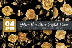Yellow Rose Bloom Digital Paper Product Image 1