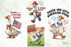 Blocky-Style 4th of July Goose PNG Product Image 1