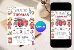 Fire Truck Birthday Invitation Template Product Image 2