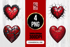 Cracked Red Stone Heart Clipart Sublimation PNG Product Image 1