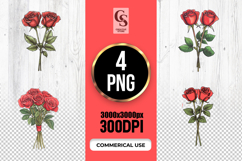 Red Rose Pair &amp; Bouquet Clipart Sublimation PNG Product Image 1