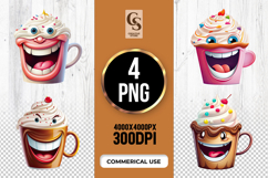 Funny Cartoon Coffee Mug Clipart Sublimation PNG Product Image 1