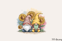 Gnome with Sunflowers PNG, Sunflower Sublimation PNG Product Image 1