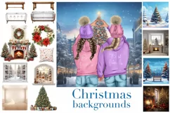 Christmas background, porch wreath on the door Product Image 1