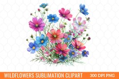 Colorful Wildflowers Sublimation Clipart Product Image 2