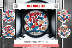 Car Coaster Happy 4th of July Rooster Product Image 1