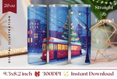 Christmas Tumbler Wrap, Christmas Tram Tumbler Sublimation Product Image 1