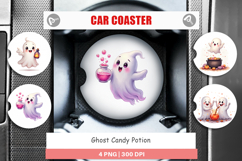 Car Coaster Watercolor Ghost Candy Potion Product Image 1