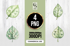 Watercolor Heart Leaf Clipart Sublimation PNG Product Image 1