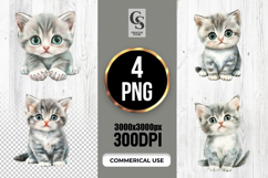 Cute Gray Tabby Kitten Clipart Sublimation PNG Product Image 1
