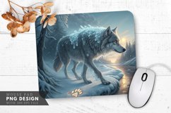 Frosty Wolf in an Icy Wonderland Mouse Pad PNG Design Product Image 1