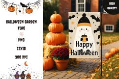Doodle Ghost Garden Flag, Halloween Welcome Flag Design Product Image 1