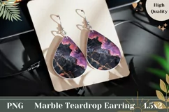 Black Marble Teardrop Earrings, Purple Marble Earrings PNG Product Image 1