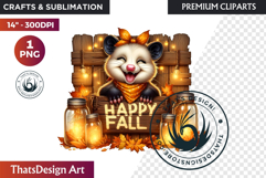 Autumn Cute animals with sign clipart Pumpkin thanksgiving Product Image 1