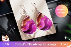 Colorful Teardrop Earring Design, Liquid Earring Sublimation Product Image 1