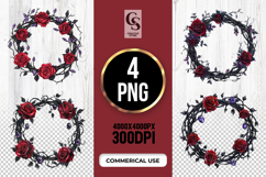 Dark Rose Wreath Clipart Sublimation PNG Product Image 1