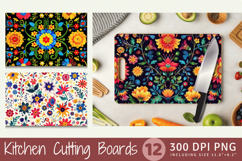 Mexican Floral Fiesta Cutting Boards sublimation Design Product Image 1