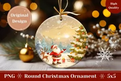 Santa Claus Round Ornament, Winter Village Round Ornament Product Image 1