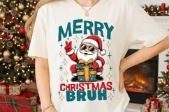 Merry Christmas Bruh Png, Funny Christmas Santa Claus Png. Product Image 2
