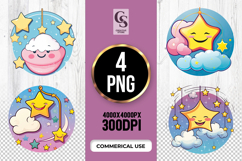 Cute Star Cloud Hanging Clipart Sublimation Png Product Image 1