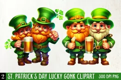 St Patricks Day Lucky Gonk Clipart, Watercolor Clipart Product Image 1