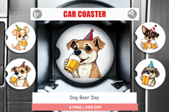 Car Coaster Dog Beer Day Product Image 1
