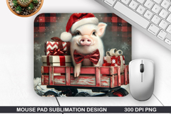 Pig Mouse Pad Sublimation, Christmas Mouse Pad PNG Product Image 1