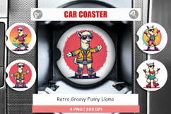 Car Coaster Retro Funny Llama Product Image 1
