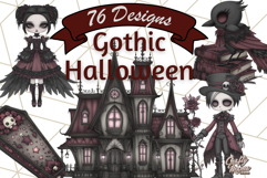 Gothic Halloween Clipart Dark Aesthetic PNG, Halloween Png Product Image 1