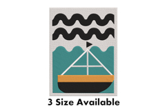 Minimalist Sailboat Waves Three Size Embroidery Design Product Image 1