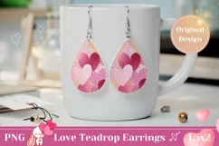 Valentine Teardrop Earrings PNG, Valentine Earring Template Product Image 1