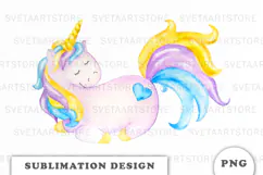 Watercolor Cute Unicorn png Product Image 1