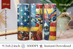 Patriotic Deer Tumbler Wrap Design, American Flag Tumbler Product Image 1