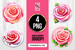 Pink Rose Flower Clipart Sublimation PNG Product Image 1