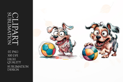 Grumpy dog playing watercolor clipart sublimation Product Image 1