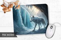 Silver Wolf in a Frozen Labyrinth Mouse Pad PNG Design Product Image 1