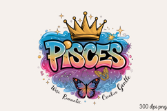 PISCES PNG, Zodiac Graffiti Sublimation PNG Product Image 1