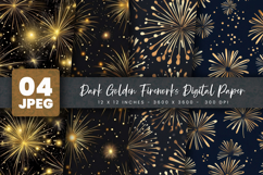 Dark Golden Fireworks Digital Paper Product Image 1
