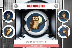 Car Coaster Branch Owl Product Image 1