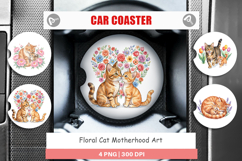 Floral Cat Motherhood Art Car Coaster Product Image 1