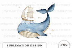 Watercolor Whale Dreams png Product Image 1