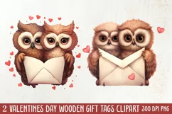 Couple Owl Valentines Day Clipart, Couple Owl Clipart Product Image 1