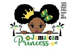 Jamaican Princess SVG PNG Cute Afro Girl Crown Clipart Product Image 1