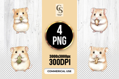 Cute Hamster Watercolor Clipart PNG Product Image 1