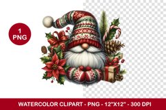 png watercolor clipart - christmas gnome Product Image 1