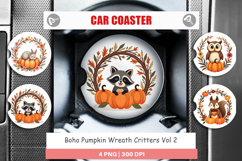Car Coaster Boho Pumpkin Critters Product Image 1