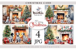 Watercolor cards with Dalmatians for Christmas. Puppies Product Image 1