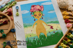 Cross stitch pattern angry fairy flower girl fantasy spirit Product Image 1