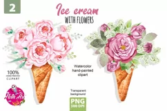 ice cream with a bouquet of roses, peony bouquet, ice cream Product Image 1