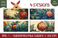 Christmas Baubles Mug Wrap, Christmas Mug Sublimation PNG Product Image 1